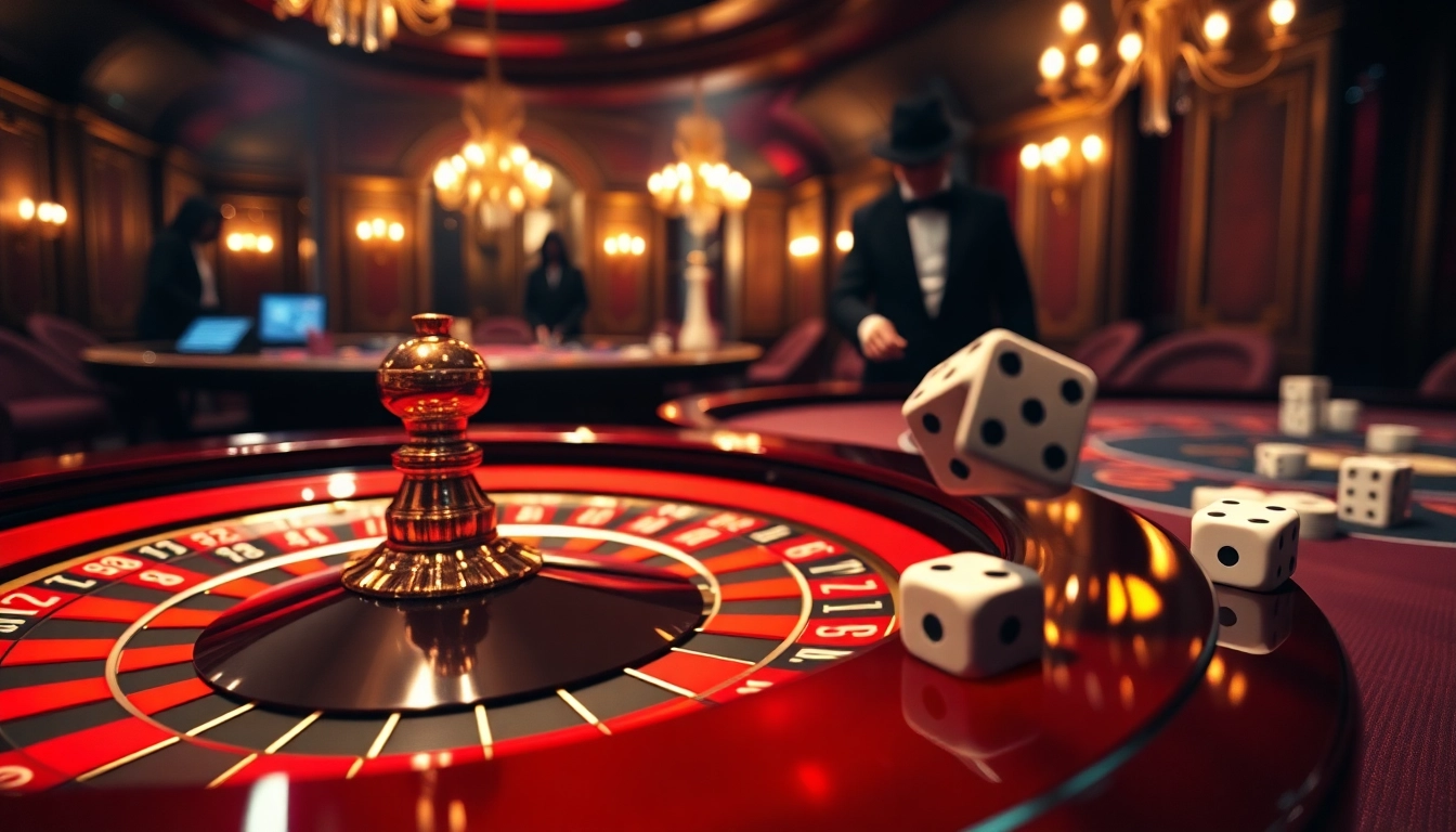 The hidden wiki dark web depicted in a lavish casino scene with roulette and poker action.