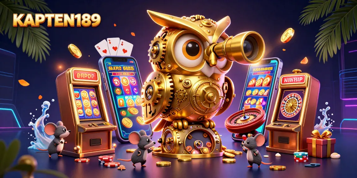 KAPTEN189 menawarkan pengalaman bermain slot online dengan elemen kasino yang menarik, termasuk mesin slot dan koin emas.