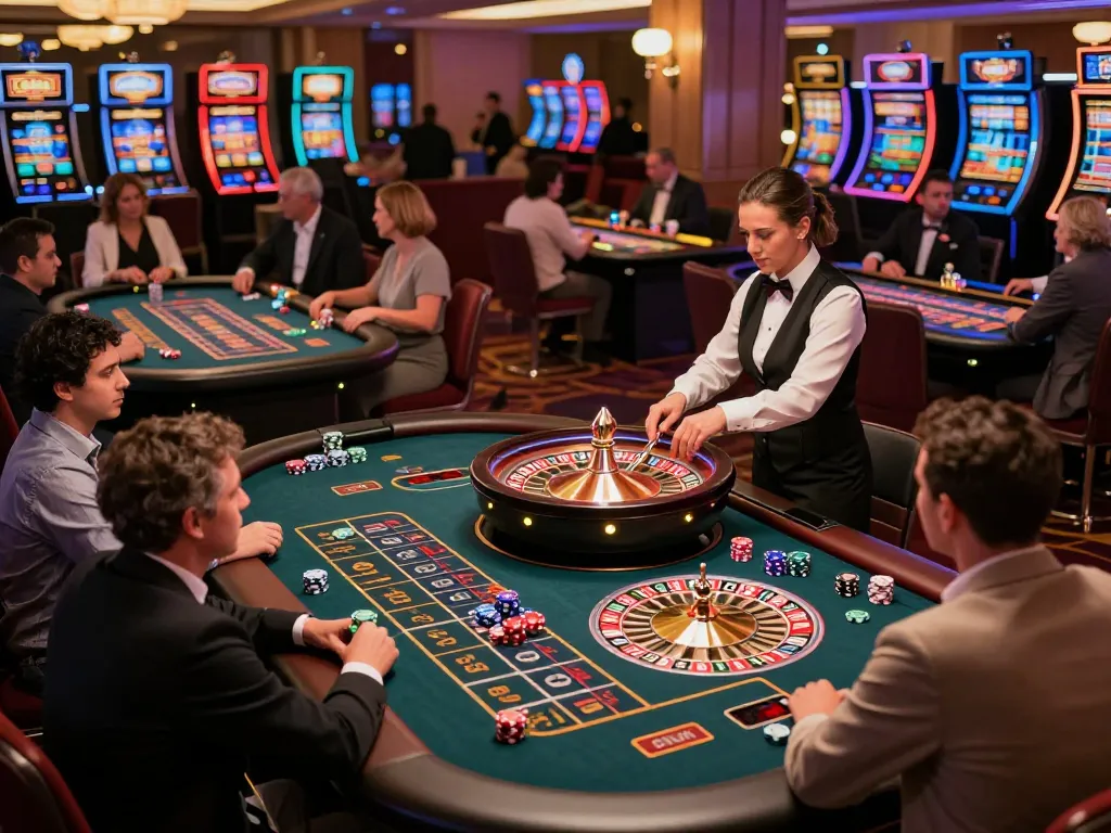 Players engaging in roulette at a lively casino, experiencing 789win excitement.