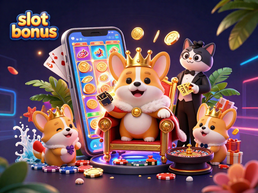 Experience the thrill of winning with this vibrant slot bonus scene featuring a royal corgi and golden card deck.
