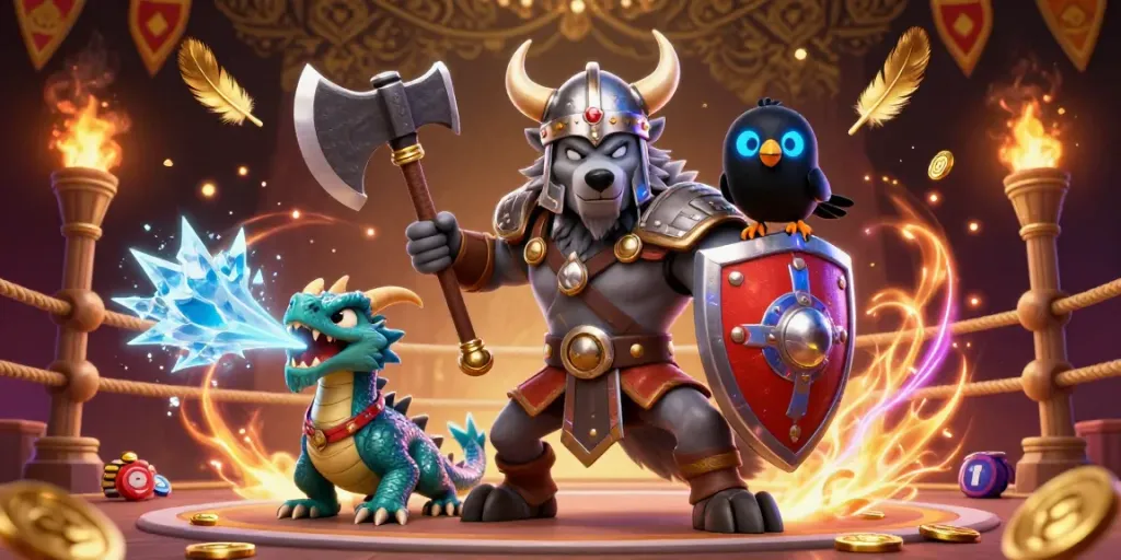 Experience the thrilling world of ty le keo nha cai with a dynamic Viking warrior, fierce dragon, and glowing raven in a vibrant betting arena.