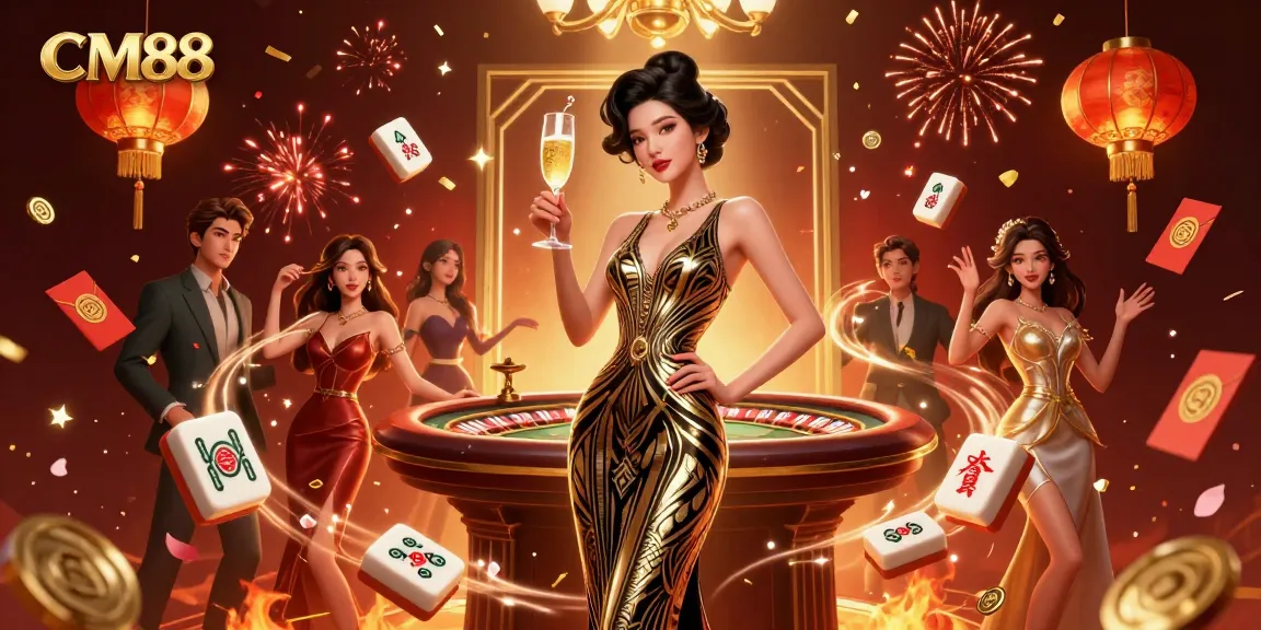 Experience thrilling gaming action with CM88 in a glamorous casino scene.