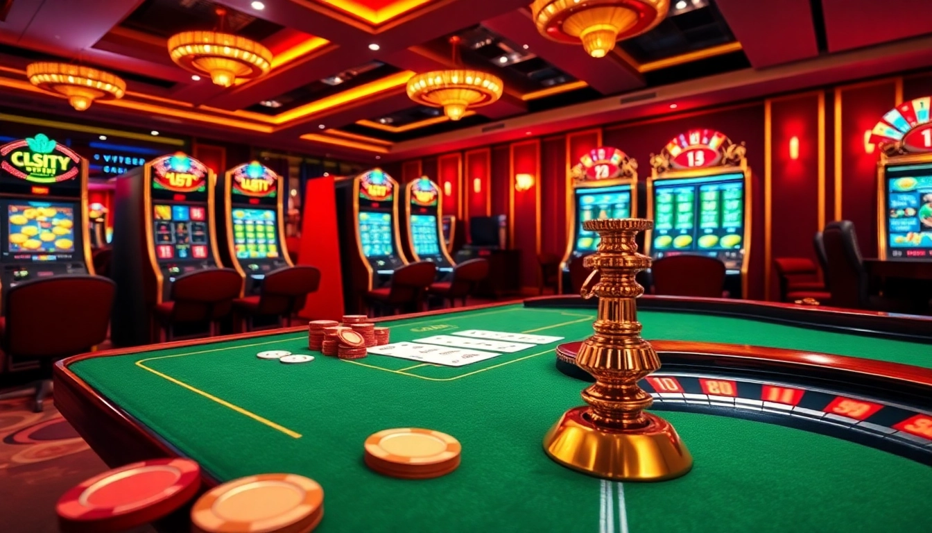 Action-packed scene with 13win casino interface featuring poker and slot games.