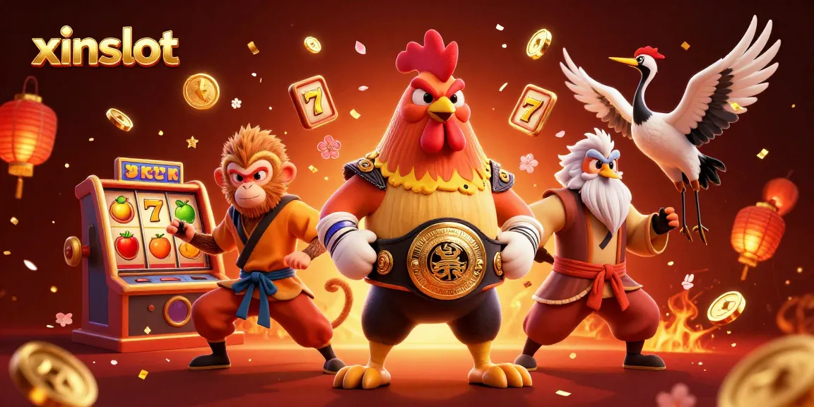 XINSLOT showcases a lively casino scene with engaging characters and vibrant slot elements for an exhilarating gaming experience.