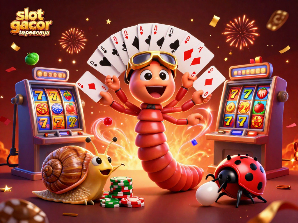 Spin to win with slot gacor terpercaya: a vibrant scene featuring lively casino characters and exciting slot elements.