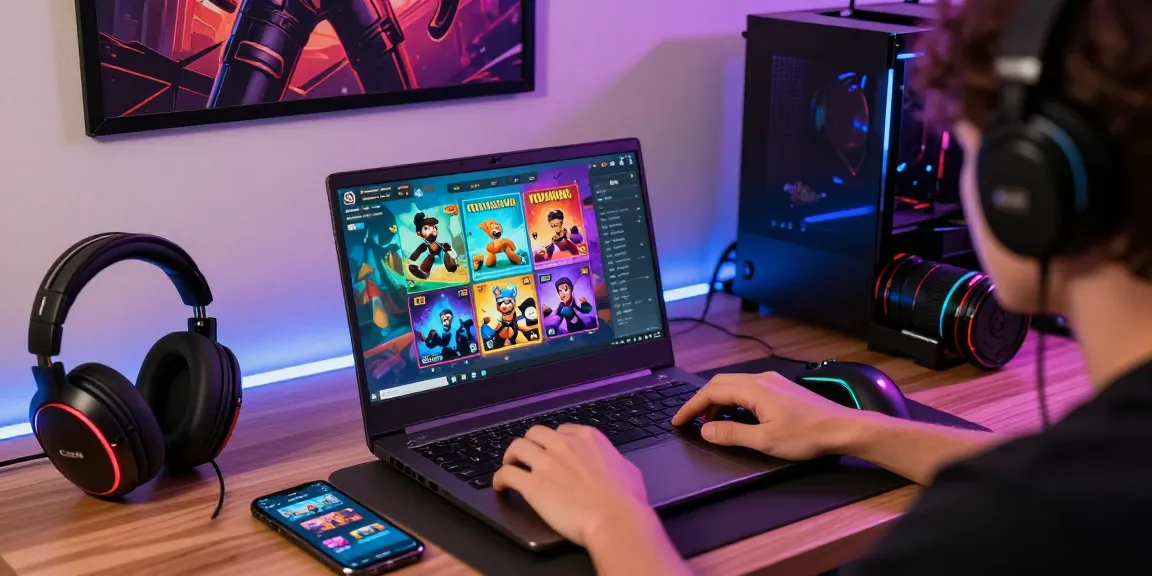 Engaged user at https://cikagames.com/ experiencing colorful platform games in a cozy gaming setup.