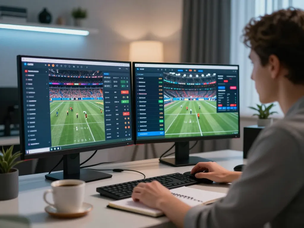cm88 user placing live bets through a dynamic sports betting application on multiple screens.