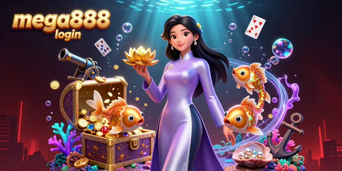 Engage with mega888 login for exclusive casino experiences as the Asian woman displays her luck with a golden lotus.