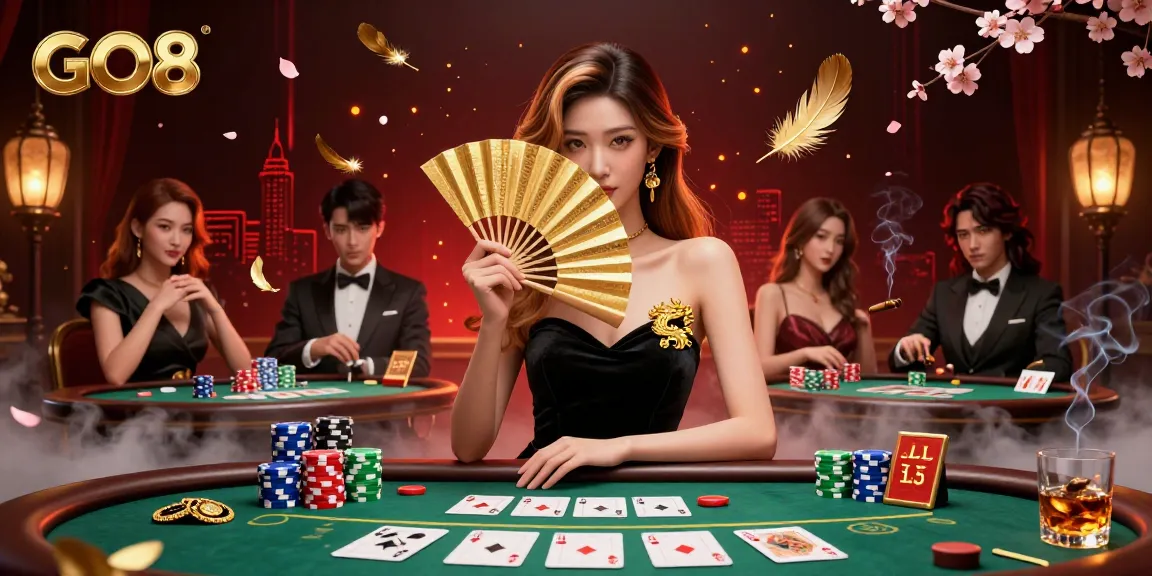 Experience the excitement of GO8 with a captivating casino scene filled with poker elements and elegance.
