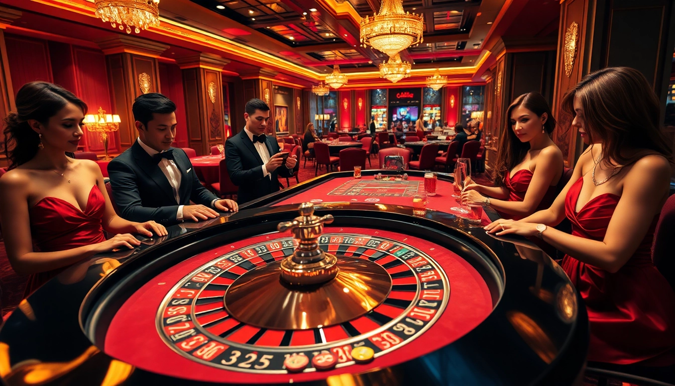 Spielen bei casino-spiele de an einem Roulette-Tisch in einem eleganten Casino-Umfeld.