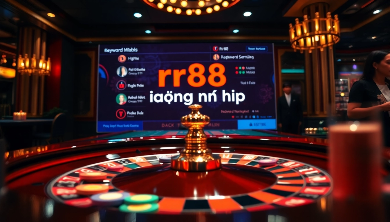 Experience seamless rr88 đăng nhập at a high-stakes casino, featuring vibrant betting chips and a sleek digital interface.