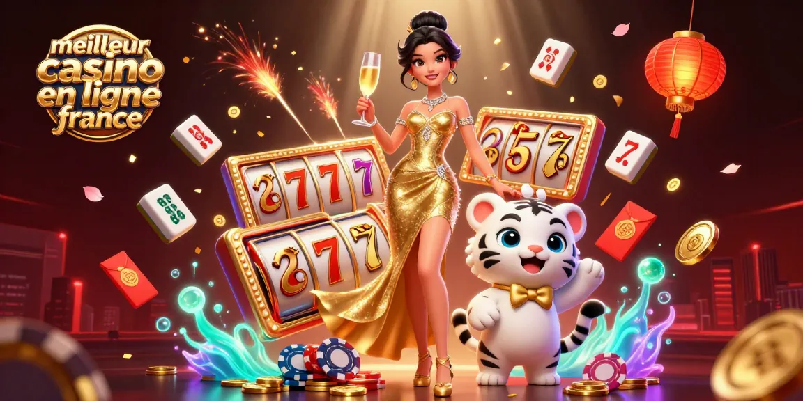 Vivez l'excitation au meilleur casino en ligne france avec une dame glamour et un tigre cub chanceux.