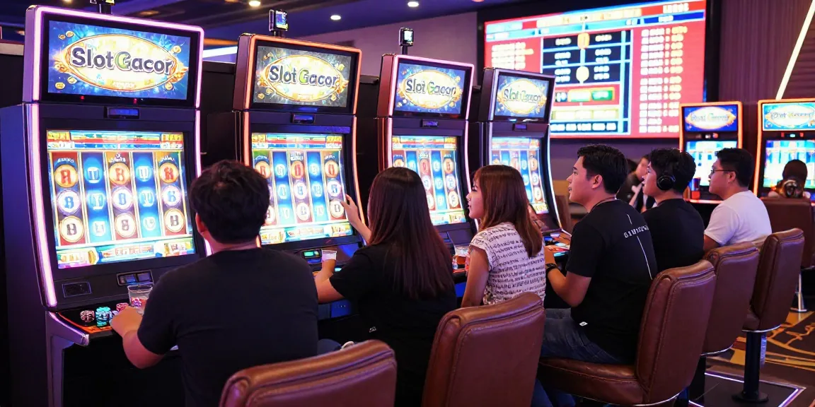 Experience the excitement of slot gacor at a vibrant casino with players enjoying the thrill.