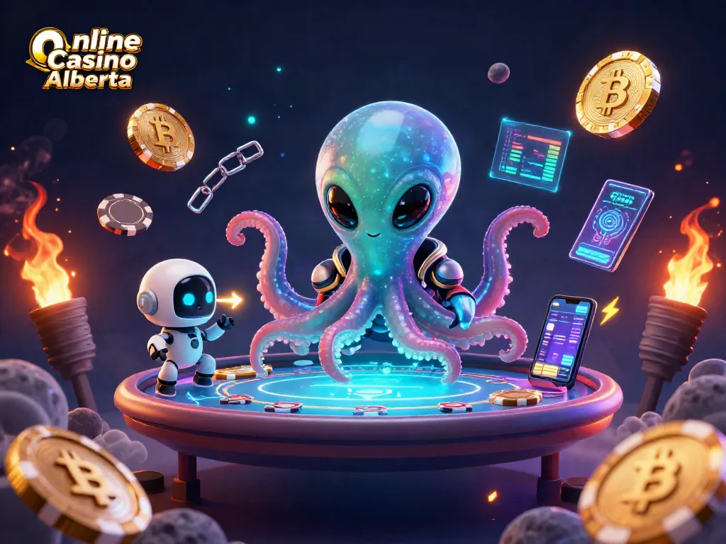 Experience the thrill of Online Casino Alberta with a vibrant, immersive 3D alien-themed scene.