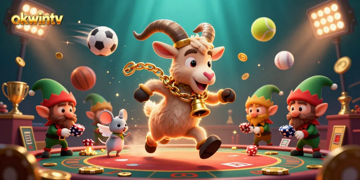 Experience gaming excitement with okwintv at a holiday-themed casino featuring lively characters.
