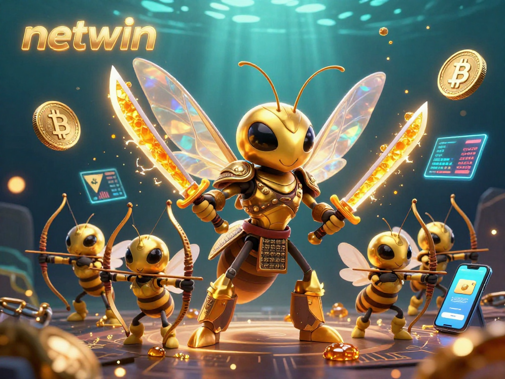 Engage with netwin's vivid gambling experience showcasing crypto coins and dynamic gaming elements.