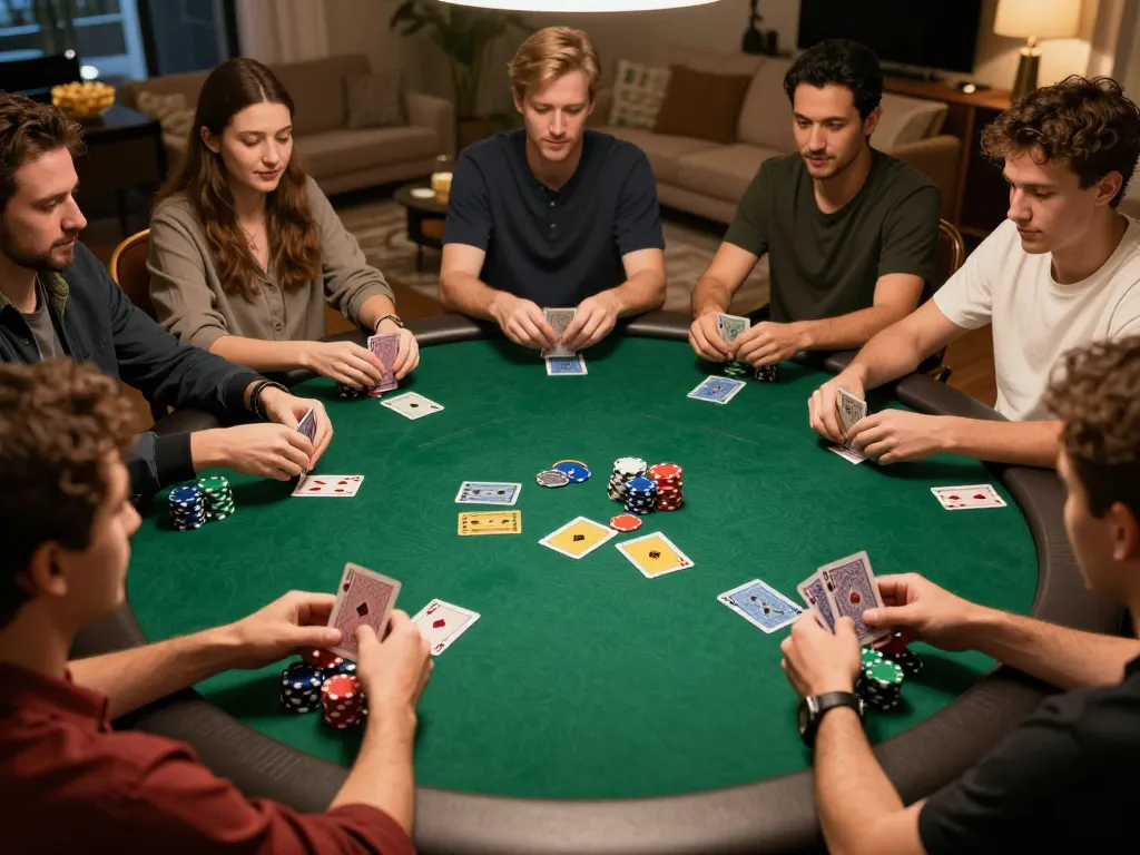 Play poker with excitement at lc88 trang chu, showcasing players in strategic gameplay with colorful chips.