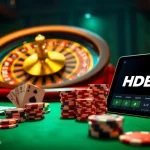 Experience thrilling gameplay with HDBET at an upscale casino poker table featuring colorful chips and cards.