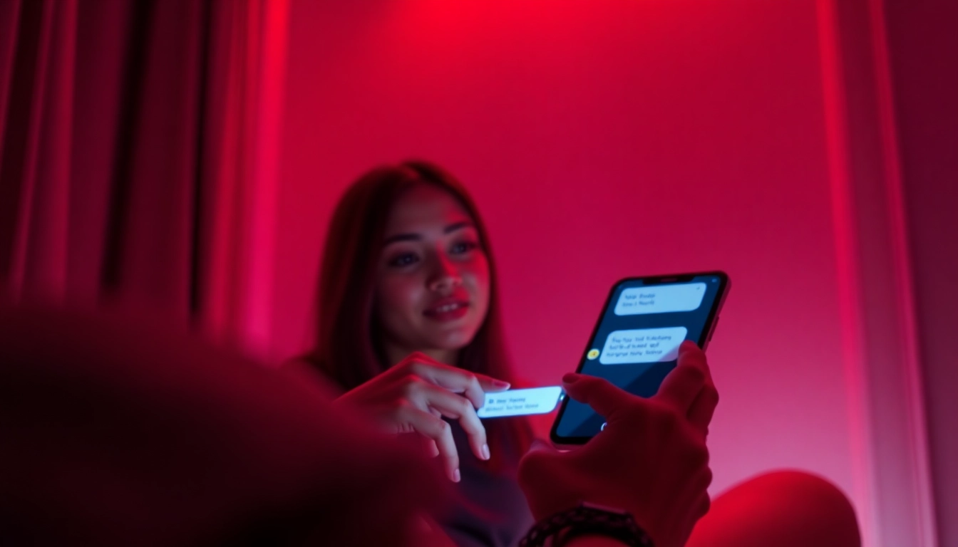 AI chat porn conversation interface showcasing intimate engagement with a virtual companion.