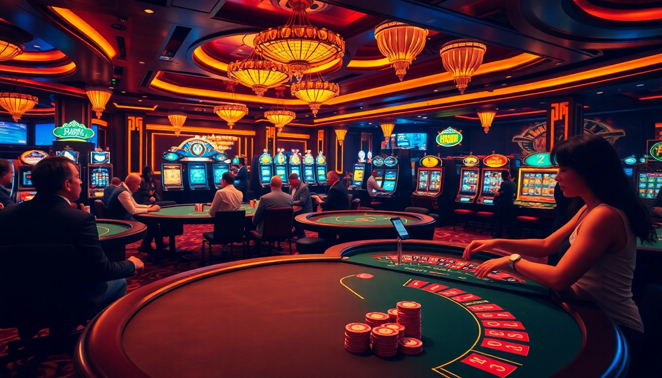 Exciting casino gameplay with HAYWIN poker chips on vibrant tables and spinning roulette wheels.