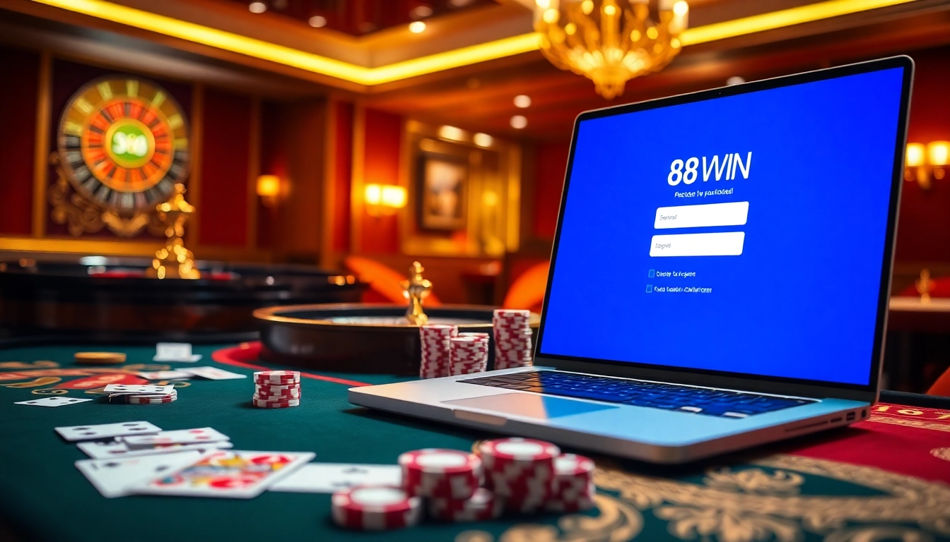 Engaging gambling scene focused on đăng nhập 68win showcasing a vibrant casino atmosphere.