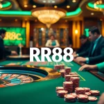 RR88 casino players enjoying a luxurious poker game with vibrant colors.