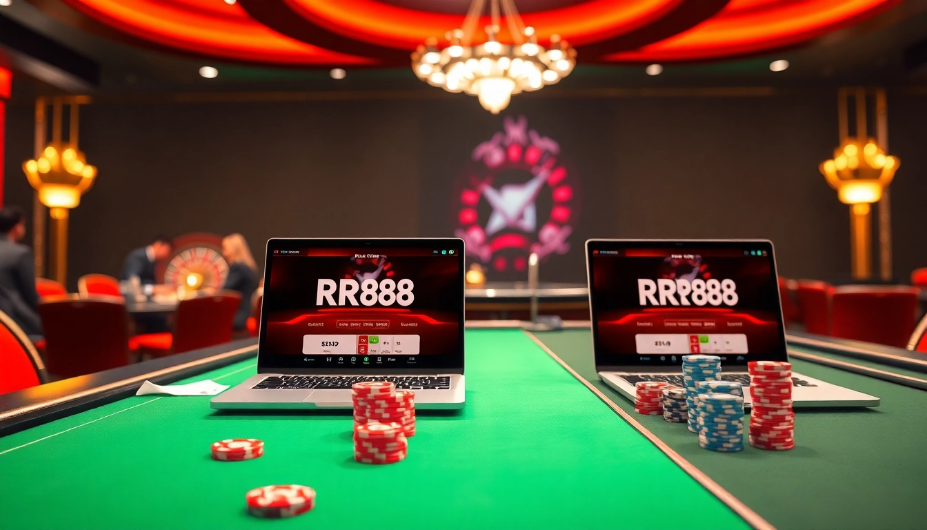 Experience the thrill of https://rr88rd.com/ with a vibrant online casino scene featuring poker tables and roulette wheels.