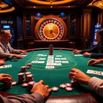 Rik vip players engaging in a thrilling poker game at a luxurious casino table.