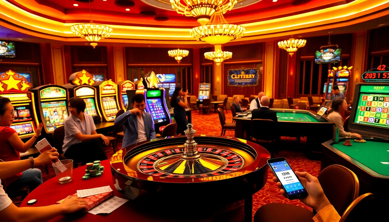 Experience the excitement of Tool xổ số siêu tốc at a luxurious casino scene filled with vibrant roulette and lottery action.
