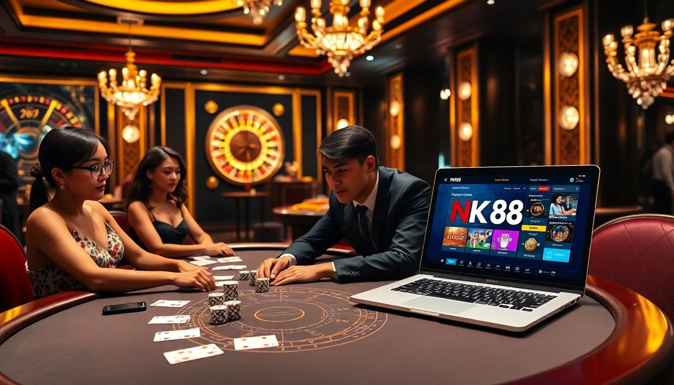 Experience thrilling blackjack action with high stakes at https://nk88s.net/ casino, showcasing polished cards and vibrant poker chips.