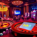 Players enjoying various games at a luxurious bk8thai casino, showcasing excitement and anticipation.
