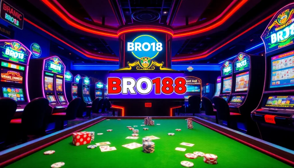 Experience the excitement of BRO138: Promo akhir tahun Toto Slot Terbaru Murah Hanya 10.000 in a vibrant casino setting with slot machines and casino elements.
